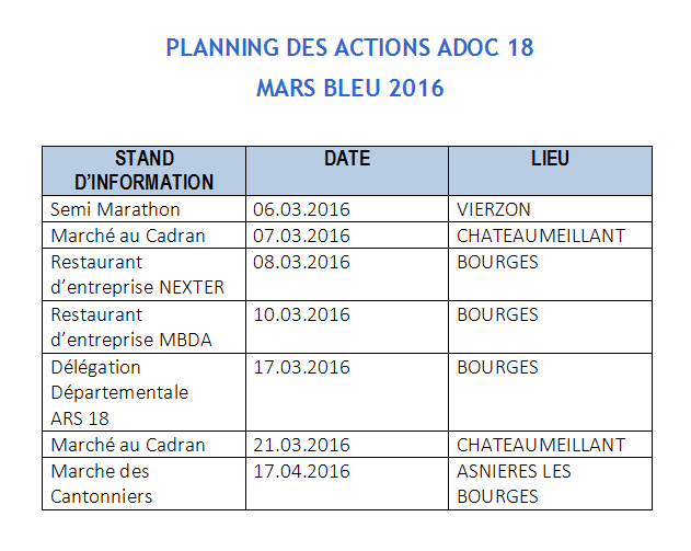 Planning des actions mars bleu 2016 1